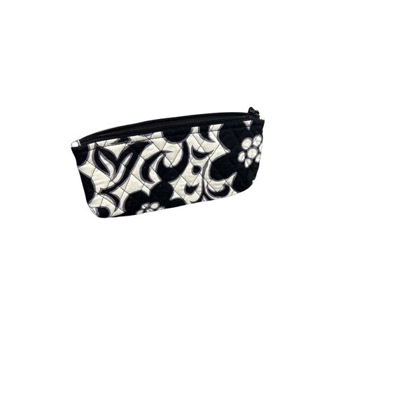 Vera Bradley Quilted Floral Black & White Makeup Bag Organizer Zipper Closure - Picture 3 of 5